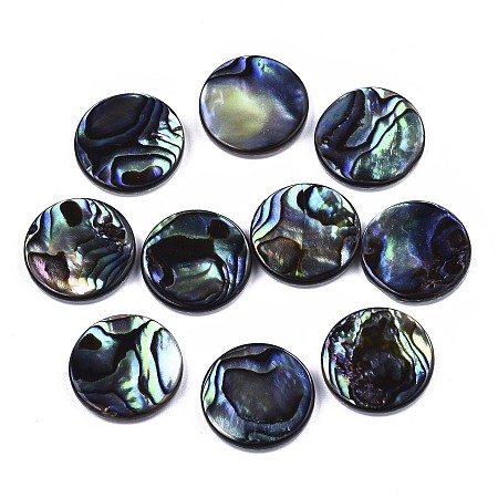 ARRICRAFT Natural Abalone Shell/Paua Shell Cabochons, with Freshwater Shell, Flat Round, Colorful, 15x3mm