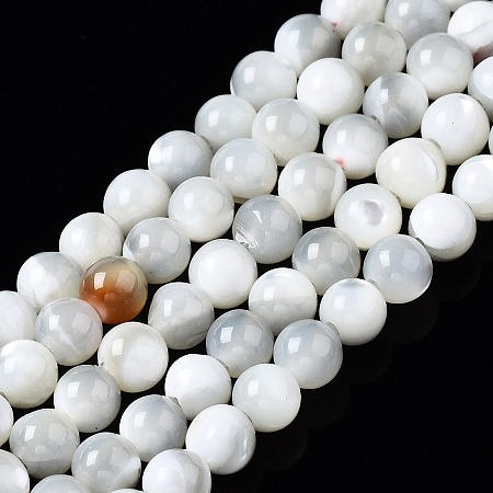Honeyhandy Natural Trochid Shell/Trochus Shell Beads Strands, Round, Bleach, Seashell Color, 3mm, Hole: 0.5mm, about 138~140pcs/strand, 15.55 inch(39.5cm)