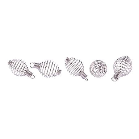 ARRICRAFT 100Pcs Stainless Steel Spiral Round Bead Cage Pendants for Jewelry Making 34x19mm