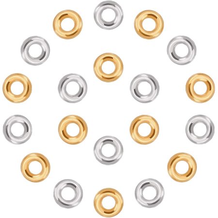 DICOSMETIC 20Pcs 12mm 2 Colors Stainless Steel Donut Beads Flat and Round Beads Spacers Loose Beads Large Hole Finding Beads 5.5mm Hole for Jewelry Making DIY Findings