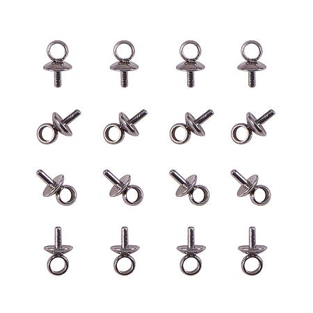 ARRICRAFT About 200 Pcs 304 Stainless Steel Cup Pearl Screw Eye Pin Bail Peg Pendants 7x4mm for Half-drilled Beads Charms Jewelry Findings