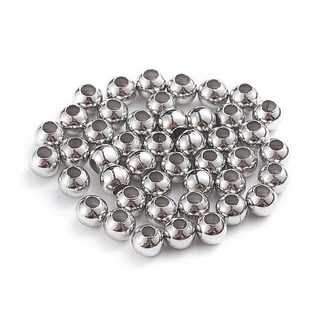 Honeyhandy 304 Stainless Steel Beads, Hollow Round, Stainless Steel Color, 4x3.5mm, Hole: 1.6mm, about 500pcs/bag