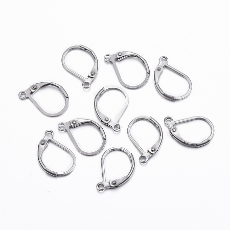 Honeyhandy 304 Stainless Steel Leverback Earring Findings, with Loop, Stainless Steel Color, 16x10.5x1.5mm, Hole: 1.5mm, Pin: 1mm