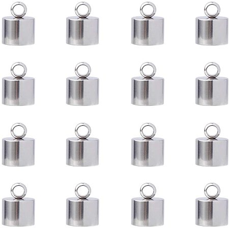 ARRICRAFT 50PCS 9mm Column Cord Ends, Jewelry Making Caps, Glue-in Fasteners for Necklace Cord, Tassel, Leather Jewelry Making-Stainless Steel Color