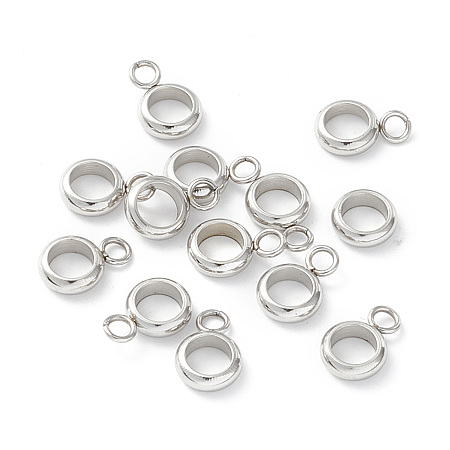 Honeyhandy 201 Stainless Steel Tube Bails, Loop Bails, Ring Bail Beads, Stainless Steel Color, 9x6x2mm, Hole: 1.8mm