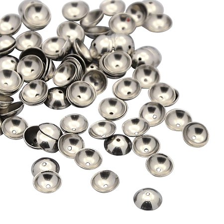 NBEADS 100pcs 6mm Half Round Stainless Steel Bead Caps Jewelry Findings Accessories for Bracelet Necklace Jewelry Making
