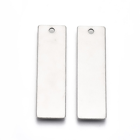 Honeyhandy 201 Stainless Steel Pendants, Stamping Blank Tag, Rectangle, Stainless Steel Color, 45x13x1mm, Hole: 2mm