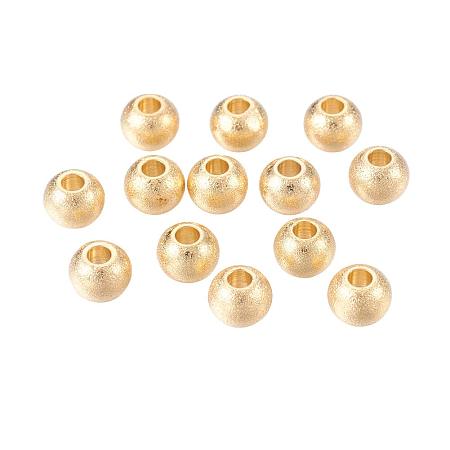 PandaHall Elite About 100pcs Golden Stardust 304 Stainless Steel Round Beads Spacer Beads Jewelry Findings Accessories for Bracelet Necklace Jewelry Making