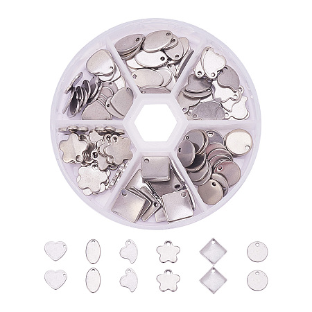 PandaHall Elite 120pcs 304 Stainless Steel Blank Stamping Tag Pendants Sets for Jewelry Making