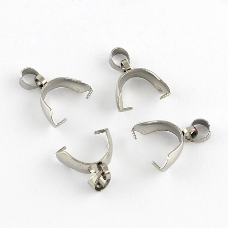 ARRICRAFT 100Pcs 304 Stainless Steel Clasp Bails Dangle Charms Jewelry Findings Beads Pendant Bail Pinch Clip Connectors 13x12x4.5mm