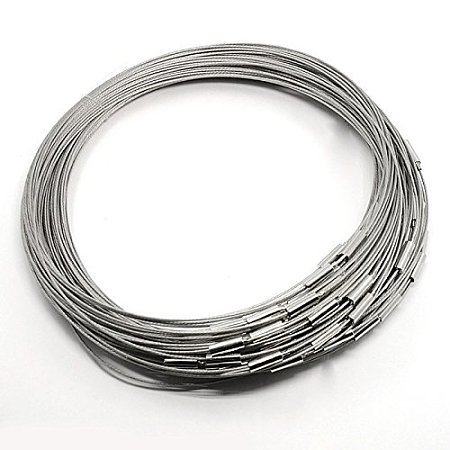 NBEADS 100 Strands 17.5 Inch Gray Brass Chain Necklace Wire Necklace Loop with Brass Clasps for Jewelry Making