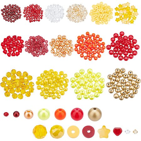 arricraft 710 Pcs Jewelry Making Beads Kit, 15 Styles Crystal Glass Beads Colorful Crystal Round Beads for Bracelets Necklace Making DIY Mixed Beads Set