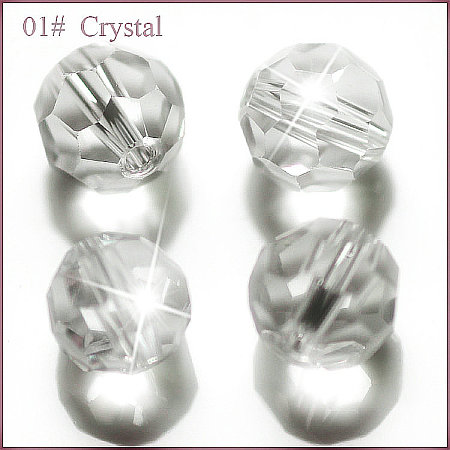 Honeyhandy Imitation Austrian Crystal Beads, Grade AAA, Faceted, Round, Clear, 10mm, Hole: 0.9~1mm
