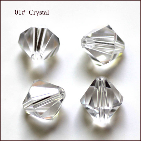 Honeyhandy Imitation Austrian Crystal Beads, Grade AAA, Faceted, Bicone, Clear, 10x9~10mm, Hole: 0.9~1.6mm