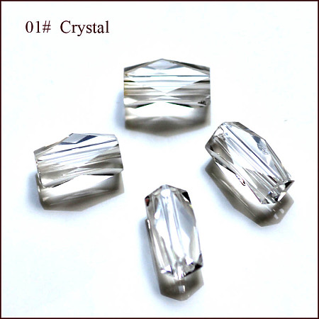 Honeyhandy Imitation Austrian Crystal Beads, Grade AAA, Faceted, Column, Clear, 11x7.5mm, Hole: 0.7~0.9mm