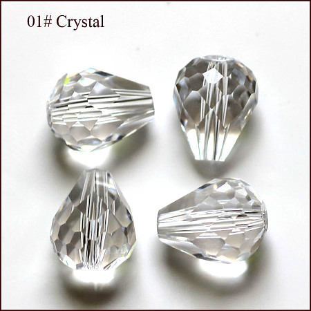 Honeyhandy Imitation Austrian Crystal Beads, Grade AAA, Faceted, teardrop, Clear, 8x10mm, Hole: 0.9~1mm