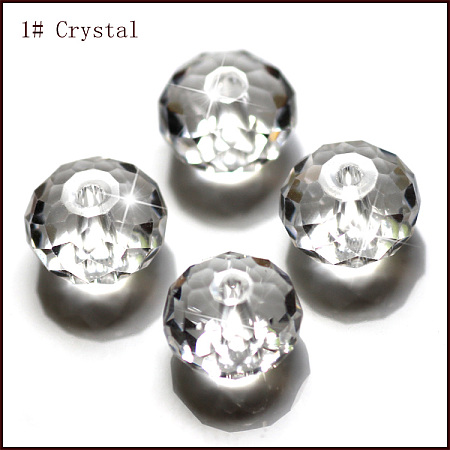 Honeyhandy Imitation Austrian Crystal Beads, Grade AAA, Faceted, Rondelle, Clear, 6x4mm, Hole: 0.7~0.9mm