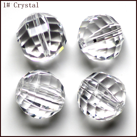 Honeyhandy Imitation Austrian Crystal Beads, Grade AAA, Faceted, Round, Clear, 8mm, Hole: 0.9~1mm