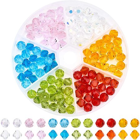 AHANDMAKER 120Pcs 2 Style Imitation Austrian Crystal Beads, Crystal Faceted Beads Gemstone Glass Beads, Crystal Beads Kit Loose Beads for Craft, DIY Bracelet, Necklace Jewelry Making