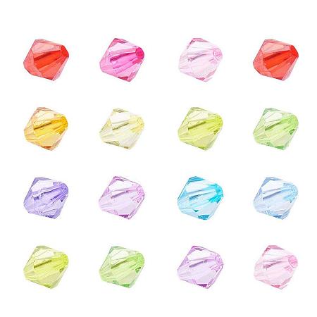 ARRICRAFT 200pcs Assorted color Chunky Dyed Transparent Acrylic Faceted Bicone Spacer Beads for Kids Jewelry