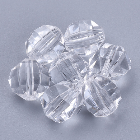 Honeyhandy Transparent Acrylic Beads, Faceted, Round, Clear, 20x20mm, Hole: 2.9mm, about 114pcs/500g