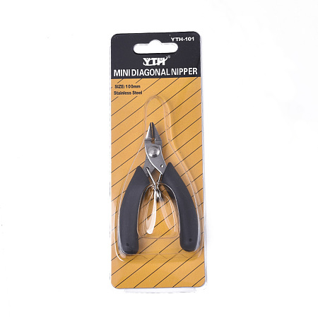 Honeyhandy Stainless Steel Mini Diagonal Cutting Pliers, Flush Cutter, Ferronickel, with PVC Handle, Black, 9x7.5x1.2cm
