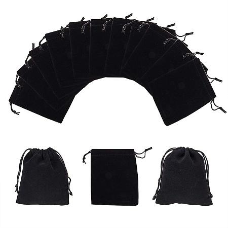 NBEADS Pack of 50 Black Velvet Drawstring Pouches Wedding Favor Jewelry Gift Bags 3.9