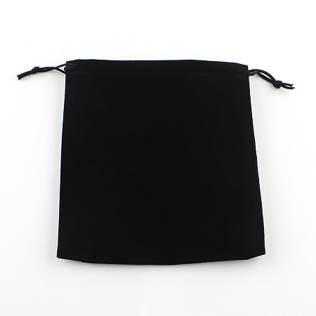Honeyhandy Velvet Jewelry Bag, Rectangle, Black, 17x15cm