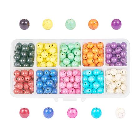 NBEADS 1Box 350Pcs/Box Jewelry Round Beads Synthetic Turquoise Beads for Jewelry Making, Mixed Color, About 8mm in Diameter, Hole: 1mm