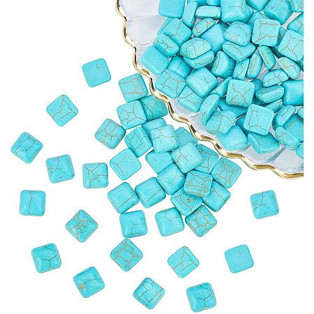ARRICRAFT 100PCS Square Synthetic Turquoise Gemstone Flat Back Stone Cabochons Craft Findings for DIY Jewelry Making-8mm Side Length