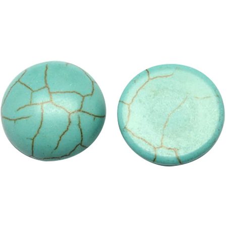 ARRICRAFT 100PCS 14mm Synthetic Turquoise Gemstone Flat Back Stone Cabochons Craft Findings for DIY Jewelry Making-Half Round