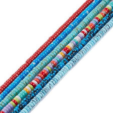 ARRICRAFT Synthetic Turquoise Beads Strands, Dyed, Heishi Beads, Flat Round/Disc, Mixed Color, 4x1mm, Hole: 1mm, 15.24~16.06 inch(38.7~40.8cm)