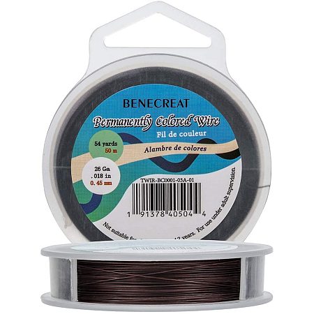 BENECREAT 165-Feet 0.017inch (0.45mm) 7-Strand CoconutBrown Bead String Wire Nylon Coated Stainless Steel Wire for Necklace Bracelet Beading Craft Work