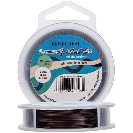 BENECREAT 98-Feet 0.02inch (0.5mm) 7-Strand CoconutBrown Bead String Wire Nylon Coated Stainless Steel Wire for Necklace Bracelet Beading Craft Work