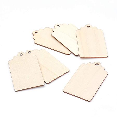 PandaHall Elite 100pcs Rectangle Wood Pendants Wooden Beads with 4mm Hole for Jewelry DIY Craft Making, Blanched Almond Color