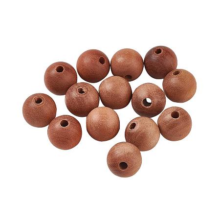 PandaHall Elite 100pc 10mm Natural SaddleBrown Round Wood Beads for Jewelry Making, Hole: 2mm