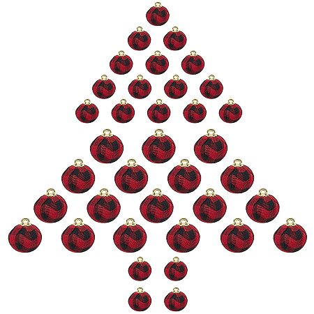 GORGECRAFT 2 Sizes 40PCS Christmas Ornaments Ball Red Buffalo Plaid Fabric Ornament Check Wrapped Balls Tree Hanging Decoration for Tabletop Fireplace Party Supplies Decor
