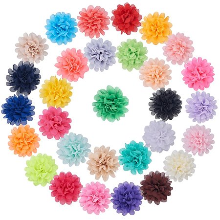 NBEADS 30 Pcs Mixed Colors DIY Handmade Shabby Chiffon Flowers Scrapbooking Decoration Wedding Fabric Flowers Without Clips for Baby Girl Headbands or Decorate Dress