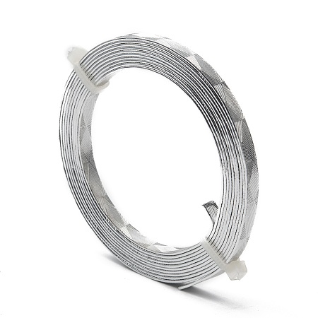 Honeyhandy Textured Aluminum Wire, Bendable Metal Craft Wire, Flat Craft Wire, Bezel Strip Wire for Cabochons Jewelry Making, Silver, 18 Gauge, 5x1mm, about 6.56 Feet(2m)/roll