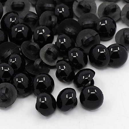 Honeyhandy Opaque Acrylic Shank Buttons, 1-Hole, Dyed, Dome, Black,11x4mm, Hole: 2mm
