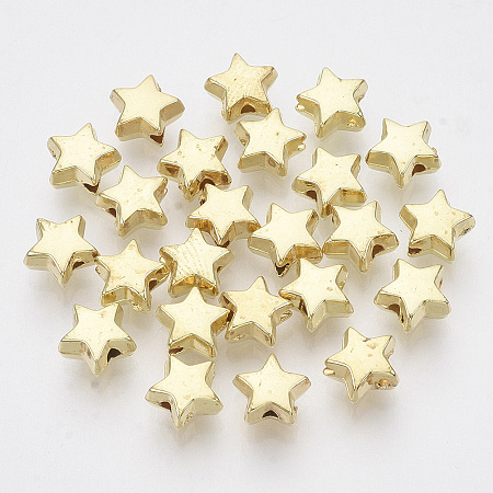Honeyhandy CCB Plastic Beads, Star, Golden, 6x6.5x3.5mm, Hole: 1.2mm