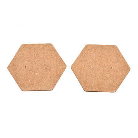 Honeyhandy Kraft Paper Earring Displays Cards, Hexagon, Peru, 6.8x5.9x0.05cm