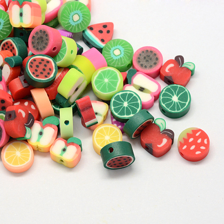 ARRICRAFT Fruit Eco-Friendly Handmade Polymer Clay Beads, Mixed Color, 10~11x9~11x4~6mm, Hole: 1.5mm