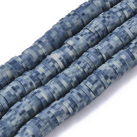 ARRICRAFT Handmade Polymer Clay Bead Strands, Heishi Beads, for DIY Jewelry Crafts Supplies, Disc/Flat Round, Steel Blue, 6x0.5~1mm, Hole: 2mm, about 320~450pcs/strand, 15.35 inches~16.92 inches(39~43cm)
