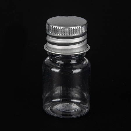 Honeyhandy PET Plastic Mini Storage Bottle, Travel Bottle, for Cosmetics, Cream, Lotion, liquid, with Aluminum Screw Top Lid , Platinum, 2.2x4.3cm, Capacity: 5ml(0.17fl. oz)