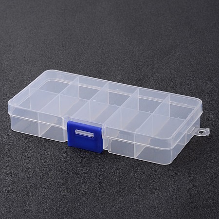 Honeyhandy Stationary 10 Compartments Rectangle Plastic Bead Storage Containers, White, 13x6.8x2.1cm