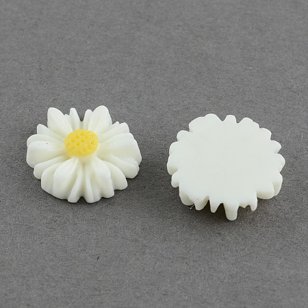 Honeyhandy Flatback Hair & Costume Accessories Ornaments Resin Flower Daisy Cabochons, White, 13x4mm
