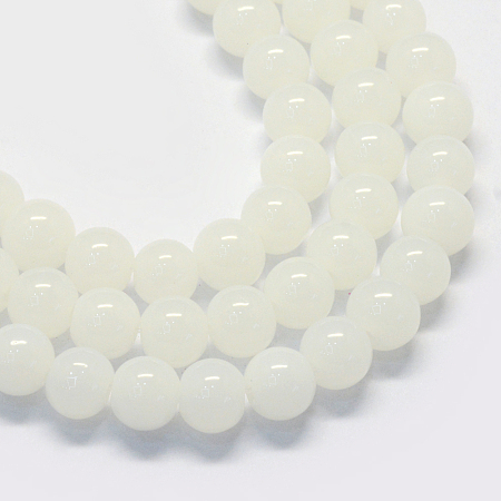 Arricraft Baking Painted Imitation Jade Glass Round Bead Strands, White, 8.5~9mm, Hole: 1.5mm, about 105pcs/strand, 31.8 inches
