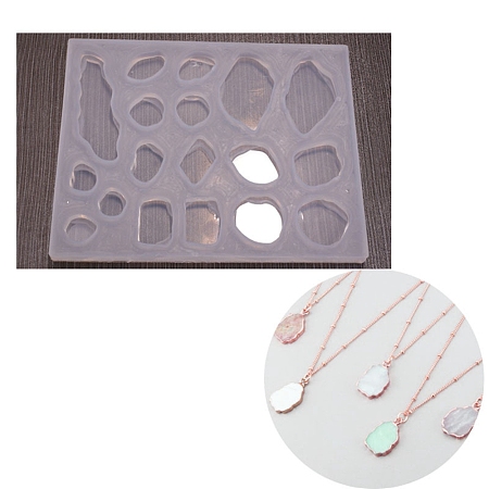 Honeyhandy DIY Gemstone Nugget Shape Silicone Molds, Resin Casting Molds, For UV Resin, Epoxy Resin Craft Making, White, 107x138x9mm, Inner Diameter: 12~59x12~25mm