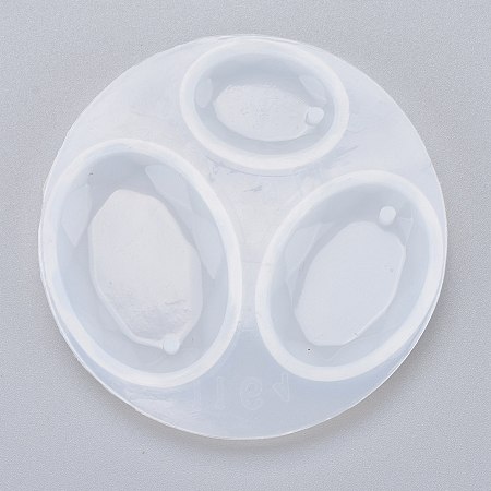 Honeyhandy Oval Silicone Pendant Mold, Resin Casting Molds, for DIY UV Resin, Epoxy Resin Jewelry Making, White, 69x7mm, Hole: 2mm, Inner Diameter: 25x17mm and 33x24mm and 39x28mm